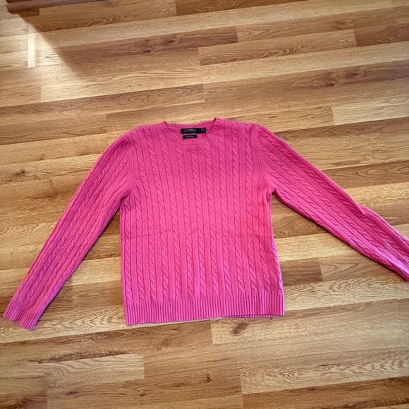 Lauren Ralph Lauren Sweaters - Lauren Ralph Lauren medium Pink‎ Cashmere Sweater Cable Knit Crewneck
